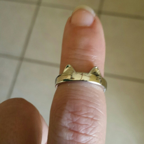 New .925 Silver Cat Ring Open Paws Ears Adjustable - Picture 5 of 5